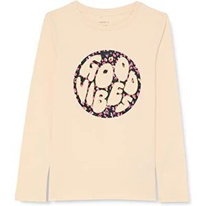 NAME IT Nkfrimette Ls Top Box shirt met lange mouwen voor meisjes, Botercrème, 116 cm