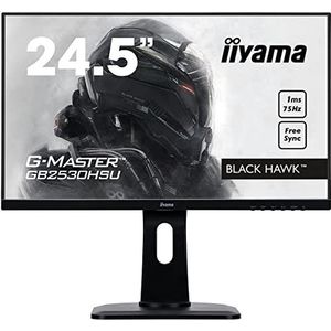 iiyama Black Hawk GB2530HSU-B1, 25""(24.5""), TN-LED, 1920x1080 (Full HD), DisplayPort-HDMI-VGA-USB 2.0, speakers, hoogte verstelbaar, zwart