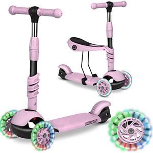 Cubi Ricokids 3-in-1 driewieler voor kinderen, balancerende scooter met zitting, roze