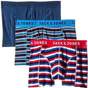 JACK & JONES Heren boxershorts Jjyarndyed Mix Trunks, verpakking van 3 stuks, meerkleurig (Blue Wing Teal Navy Blazer/Chinese Red), L