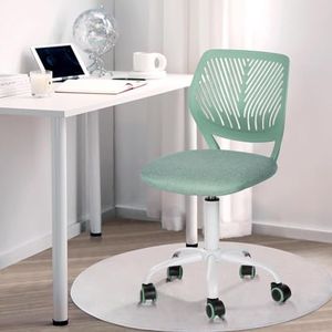 FurnitureR Kinderbureaustoel, in hoogte verstelbare draaistoel met klein gat rugleuning ontwerp, geschikt voor kinderslaapkamer of studeerkamer, molandi groen