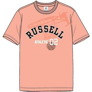RUSSELL ATHLETIC Heren Russell-S/S T-shirt met ronde hals, Perzik Nectar, L