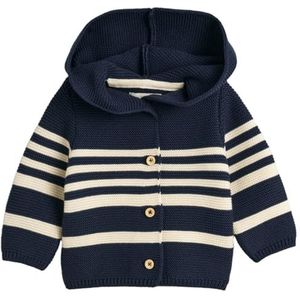 GANT Unisex Baby Breton Gestreept Cardigan Gebreid Vest, marineblauw, 80 cm