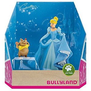 Bullyland 13438 Speelfiguren, set Cinderella en Karli van Walt Disney Assepoester, detailgetrouw, ideaal als taartfiguur en klein cadeau voor kinderen vanaf 3 jaar