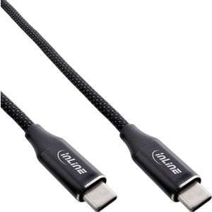 InLine Magnetische USB-C-oplaadkabel, magnetische mantel, USB-C naar USB-C kabel, 100 W (5A), snellaadkabel, nylon weefselmantel, stroom- en gegevensoverdracht, zwart, 1,5 m, 35884