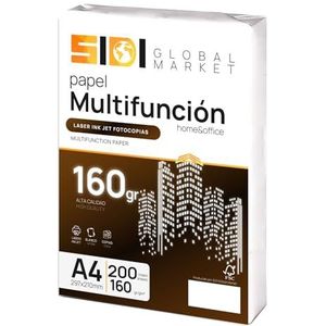 SIDI A4-papier, 160 g/m², printerpapier, verpakking voor school, werk of privégebruik, A4-vellen voor kopieerapparaat en multifunctioneel, extra wit, SIDI (200 uur, 160 g)