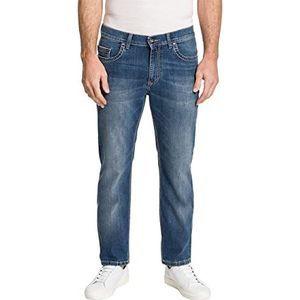 Pioneer Heren broek 5 Pocket Stretch Denim Jeans, Blue Used Buffies, 33W / 32L, Blauwe Gebruikte Buffies, 33W x 32L