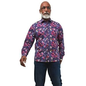 Joe Browns Heren Funky Abstract Bloemen Shirt, Grijs/Roze, XXL