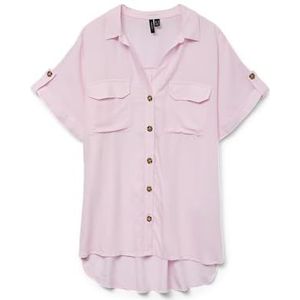 VERO MODA Dames Vmbumpy Ss Shirt WVN Ga Noos, Pink-a-boo, XL