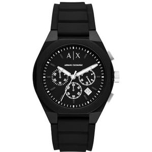 Armani Exchange Analoge herenkwartshorloge met roestvrijstalen armband AX7151SET, Azabache-zwart en wit, band