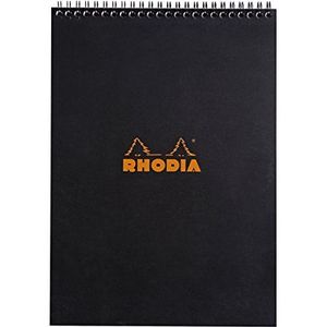 Rhodia 115009C - spiraalbindingsblok (spiraalbinding) zwart, A7 (7,4 x 10,5 cm), 80 uitneembare bladen, 5 x 5 cm, Clairefontaine wit papier, 80 g/m2 kleine tegels 5 x 5 mm A4 (21x29,7 cm) zwart.