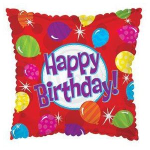Suki Gifts S9414382 Kleurrijke ballonnen Happy Birthday folieballon heliumballon, rood