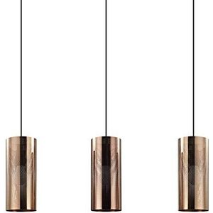 Eglo Tabiago hanglamp, 3 lichtpunten, vintage, industrieel, modern, stalen hanglamp in zwart, roségoud, eettafellamp, woonkamerlamp met E27-fitting