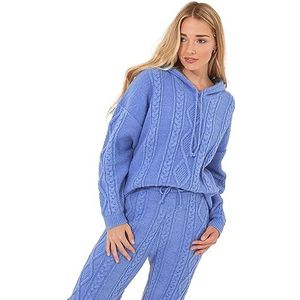 Joe Browns Sloe Joes Cosy Cable Gebreide Hoodie met capuchon voor dames, Blauw, M