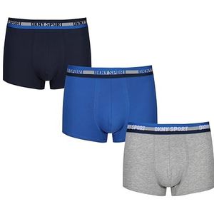 DKNY Boxershorts voor heren van katoen in blauw/grijs/marineblauw met superzachte geborstelde nylon tailleband | comfortabel en elastisch ondergoed - verpakking van 3 stuks, blauw/grijs/blauw (Dress