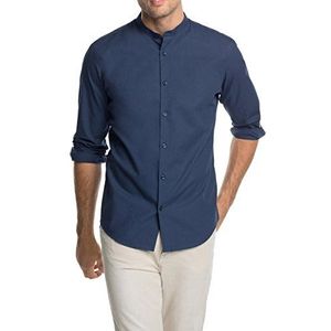 ESPRIT Collection S Str Pop Herenshirt met lange mouwen, slim fit, casual, College Blauw, XXL (Fabrikant maat 45/46)
