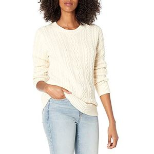 Amazon Essentials Dames Fisherman Cable Lange Mouw Crewneck Sweater (Verkrijgbaar in Grote Maat), Crème, X-Large