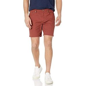 Amazon Essentials Men's Korte broek van stretchstof met 5 zakken en binnenbeenlengte van 18 cm, Kastanje Bruin, 31