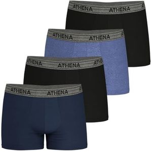 ATHENA Set van 4 Boxershorts - Katoen - Blauw/Zwart