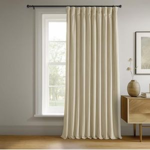 HPD Signature Gordijnen, fluweel, thermische verduisteringsgordijnen, voor woonkamer, 274 cm lang (1 paneel), roedezak, isolerend, raamgordijnen, 254 x 274 cm (b x l), Neutral Ground