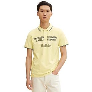 TOM TAILOR Uomini Piqué poloshirt met print 1032415, 18283 - Elfin Yellow, XXS