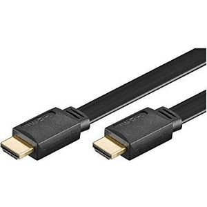 Goobay 31927 High Speed HDMI Flat-kabel met Ethernet, Verguld, Zwart, 2 m Kabellengte
