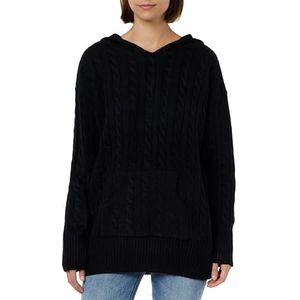 NALLY Gebreide hoodie voor dames 12419378-NA02, zwart, XS/S, zwart, XS-S