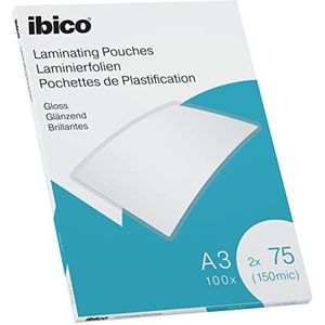 Ibico A3 Lamineerhoezen, Glanzend, 150 Micron, 100 Stuks, Glashelder, 627319