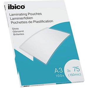 Ibico A3 Lamineerhoezen, Glanzend, 150 Micron, 100 Stuks, Glashelder, 627319