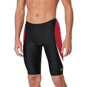 Speedo Herenzwempak, standaard zwembroek, Endurance+, split-teamkleuren, zwart/rood, maat 24