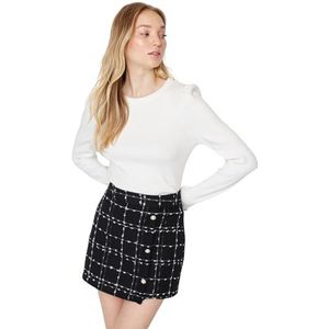 Trendyol Geruit/geruite mini-rok met één lijn, zwart, 42