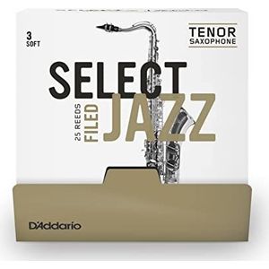 D'Addario Select Jazz Filed Tenor Saxophone Reeds, Kracht 3 Zacht, 25 Doos