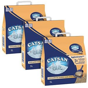 Catsan klonterend mineraal kattenbakvulling, 3 zakken à 5 l