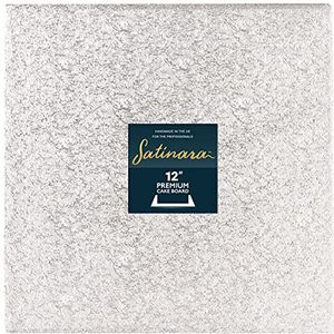 Satinara, 88405 Cake Board, Cake Drum, individueel verpakt, zilver folie bedekt, 12mm dik - 12 Inch Square, Single