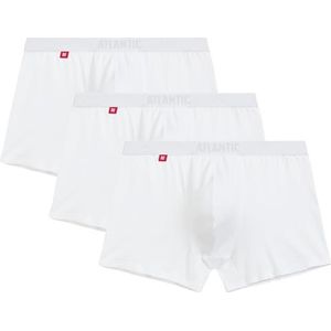 ATLANTIC UNDERWEAR Set van 3 boxershorts voor heren, nauwsluitend, katoen met elastaan, ademend en comfortabel, perfecte pasvorm, wit, L, wit, L