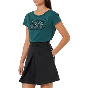 Love Moschino Dames Dyed Twill Black Miniskirt met Shiny Logo Back Tag, 48