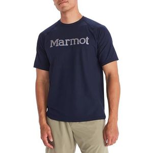 Marmot Heren Windridge Graphic SS, ademend functioneel shirt, korte mouwen sportshirt, sneldrogend fitnessshirt, Arctic Navy, S