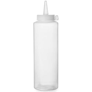 HENDI Squeeze fles, transparant, 0,2L, saus dispenser, saus fles, knijpfles, lekvrij, herbruikbaar, ketchup, mosterd, olijfolie, ø50x(H)185mm, polyethyleen
