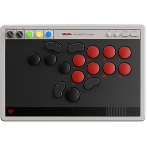 8BitDo All-Button Arcade Controller for Switch & Windows – Bluetooth, 2.4G, Wired Connectivity, Low-profile Mechanical Switches, 4 Programmable Buttons, Hot-swappable PCB
