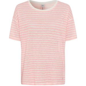 Style Candice gestreept linnen shirt met korte mouwen, 46 Neon Peach, 36