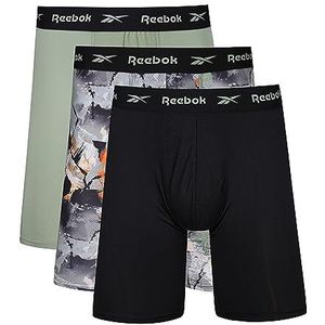 Reebok Calzoncillos De Hombre En/Estampado/Gris boxershorts voor heren, Zwart/Grijs Print/Groen, S