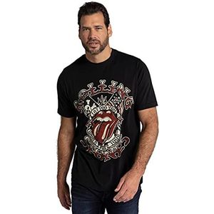 JP 1880 Heren grote maten grote maten Menswear L-8XL T-shirt, bandshirt, halve mouwen, Rolling Stones 782649, zwart, 8XL