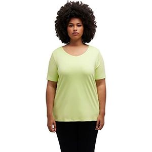 Ulla Popken Dames, dubbellaags, slank, ronde hals, lange mouwen T-shirts, Cantaloupe Oranje, 42-44