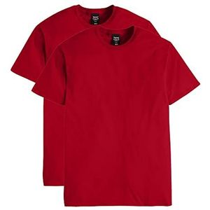 Hanes Heren Nano Premium Katoen T-Shirt (Pack van 2), Diep Rood, XXL