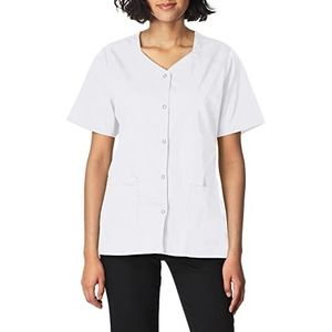 WonderWink 200AWHITSM Wonder Work korte mouw Snap jas voor dames, wit, standaard-S maat