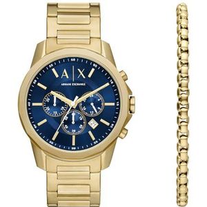 Armani Exchange herenhorloge, chronograaf uurwerk, roestvrij staal, met een kastmaat van 44 mm en een siliconen of stalen horlogeband