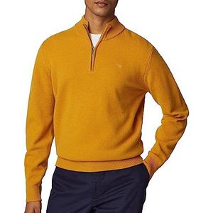 Hackett London Heren Lamswol Hzip Pullover Sweater, Geel (Mosterd), L