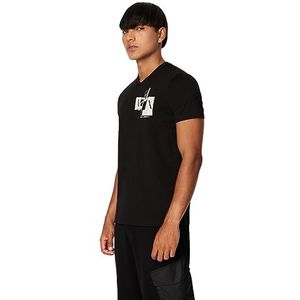 Armani Exchange Heren Slim Fit V-hals Ax Block Graphic Tee T-shirt, zwart, S