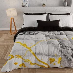 PETTI Artigiani Italiani - Sprei, winterdekbed, tweepersoonsdekbed, eenkleurig, digitale opdruk Marble 06, 100% anti-allergische microvezel, gemaakt in Italië