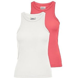 ONLY Lindsay tanktop, 2 stuks, Cloud Dancer/Pack: 2 Pack Cloud Dancer/Tea Rose, XS
